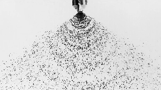 Laboratory spray chamber droplet calibration process; captured by highspeed camera